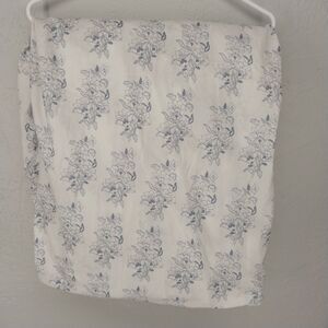 Pottery Barn King Size Fitted Sheet Blue Floral 76x80 100% Cotton Bedding